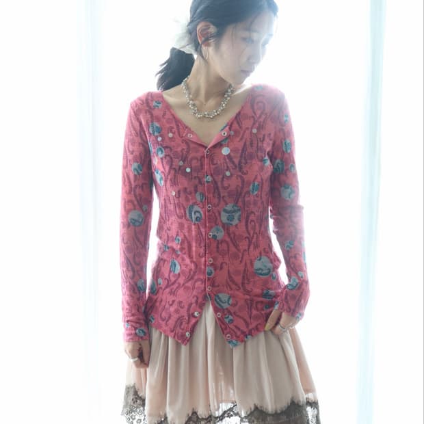[Sunao Kuwahara] Pink Sequin Cardigan