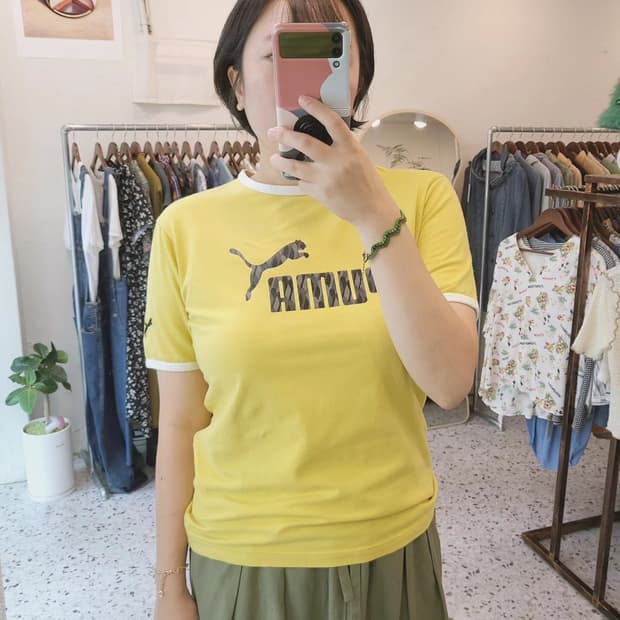 퓨마 옐로 링거티셔츠