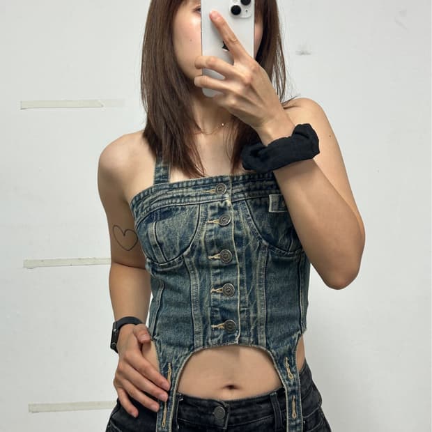 리바이스 x 앤더슨벨 데님 코르셋 탑