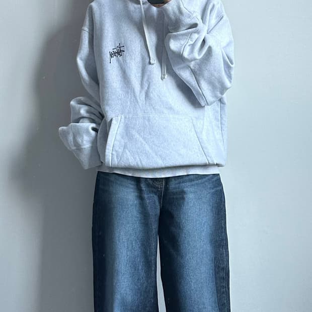 스투시 스탁로고 에쉬해더 후드티