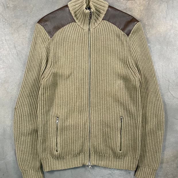 알마니 진스 엘보 패치 니트 집업