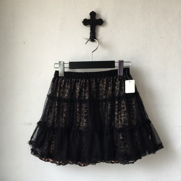 Leopard pattern layered sha mini skirt
