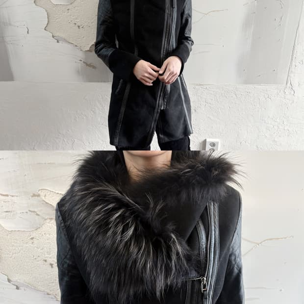 Fur sheepskin long jacket
