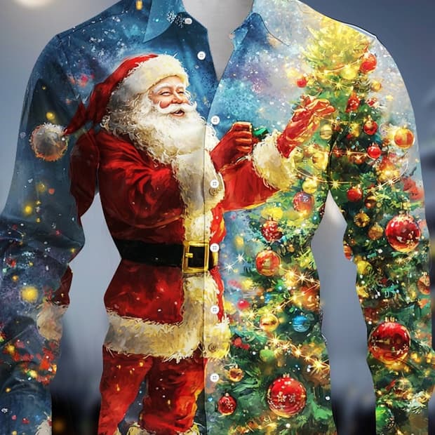 남성 크리스마스 산타크로스 셔츠 남방 의류