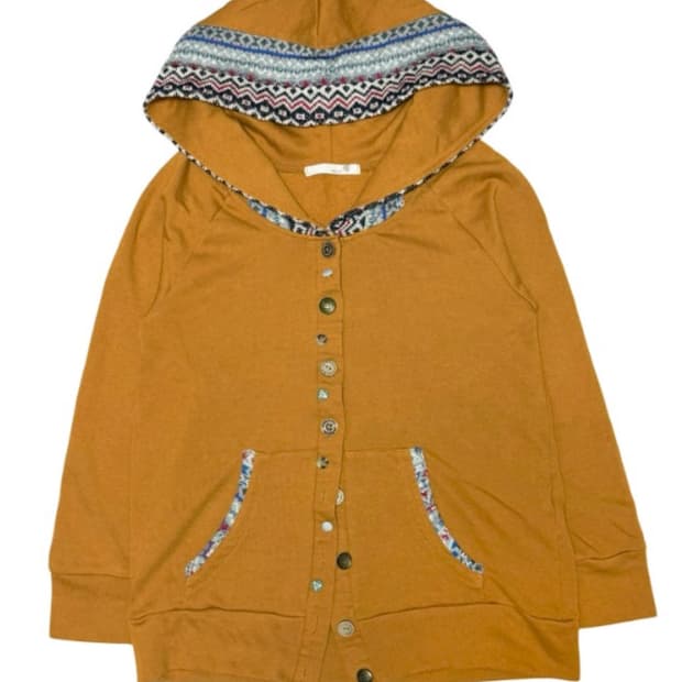 Button detail hood jacket