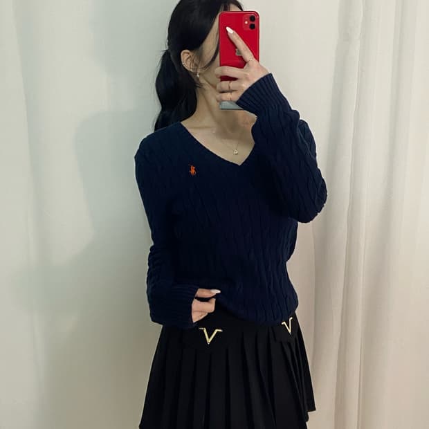 폴로 꽈배기 니트 가디건
