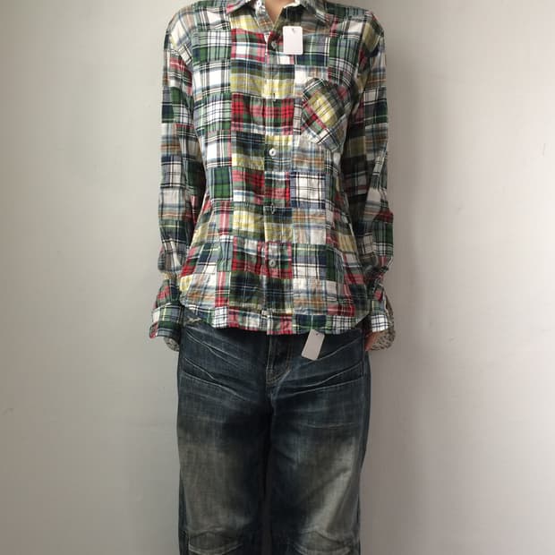 check pattern patch point shirt
