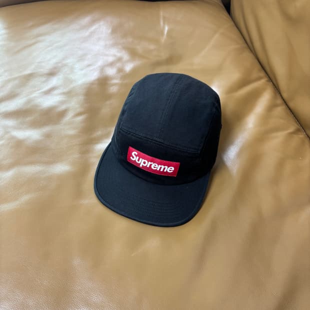 Supreme 슈프림 워시드 블랙 레드 박스로고 캠프캡 모자 Black