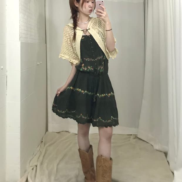 🧚🏻 빈티지 카키 페어리 모리 코디 세트