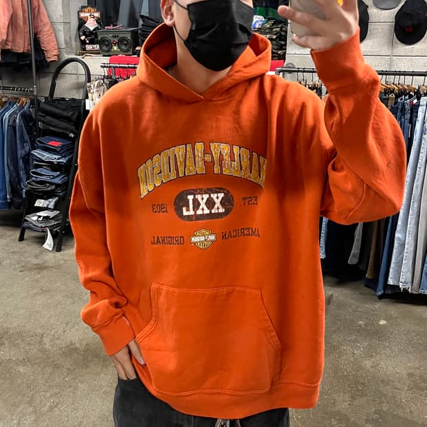 00s 할리데이비슨 프린팅 후드티 (110-115)