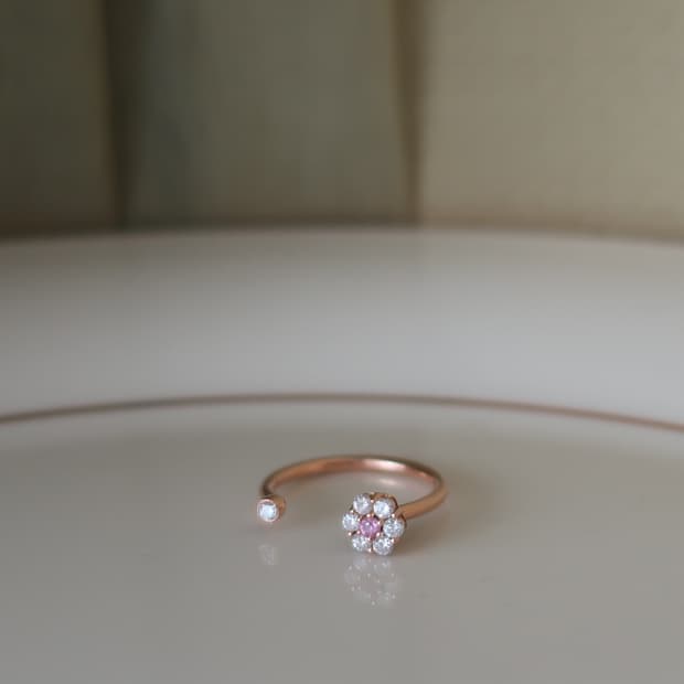 18k 핑크사파이어 다이아몬드 오픈링