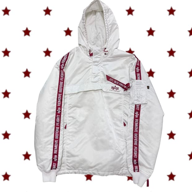 알파인더스트리 화이트 MA-1 아노락 후드