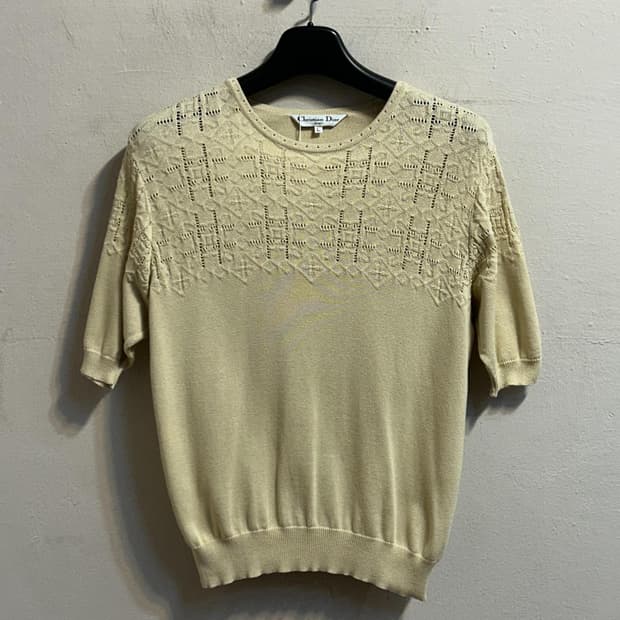 디올 스포츠 펀칭 니트 반팔 탑