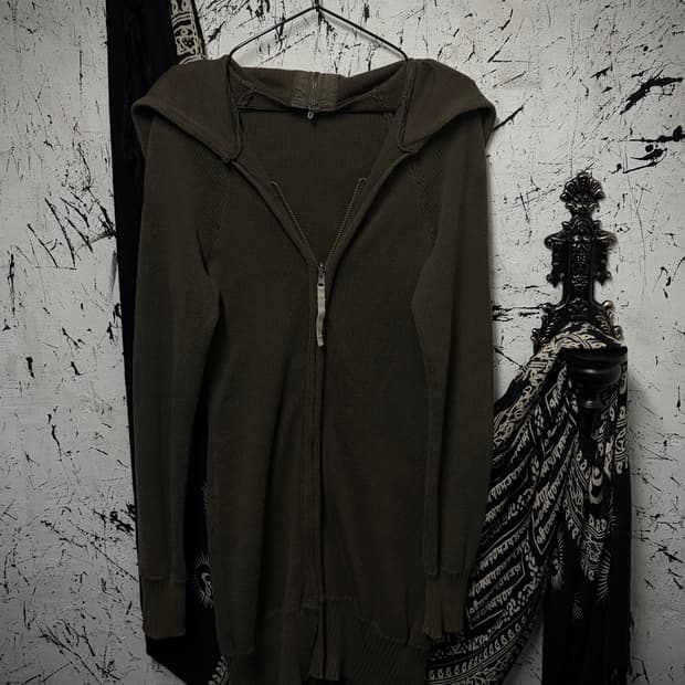 Khaki Long Hooded Zip-Up