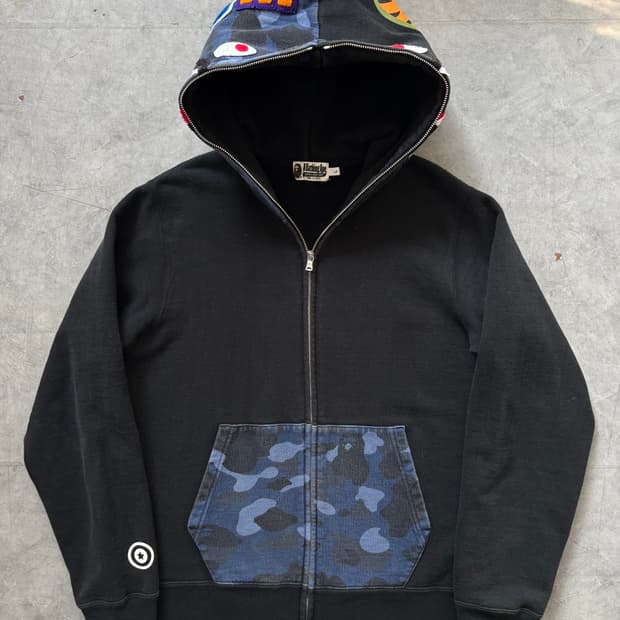 Bape 베이프 청계 카모 샤크 풀집 후디