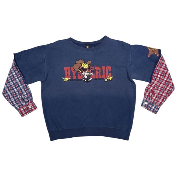 히스테릭 글래머 아카이브 플란넬 셔츠 결합 롱슬리브 맨투맨 스웨터