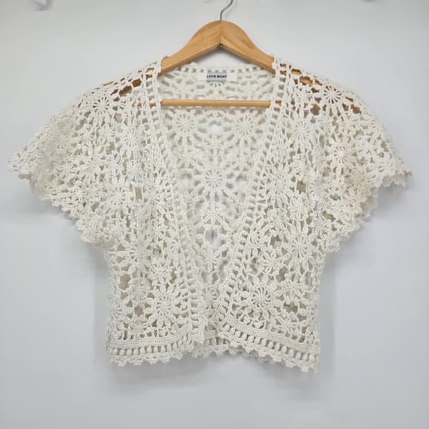 LOVE BOAT 아이보리 크로셰 가디건