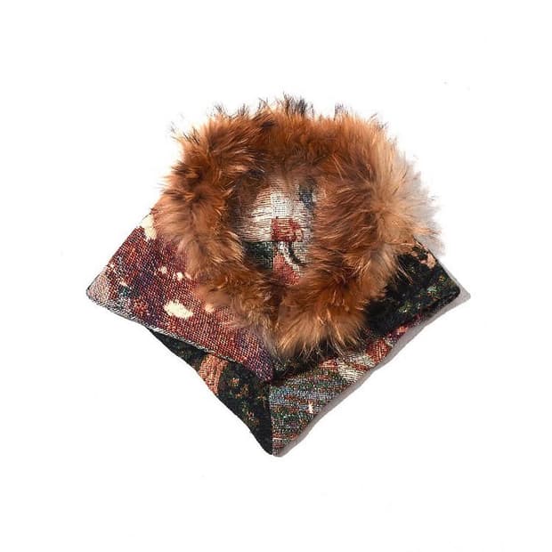 빈티지 퍼 모자 스카프