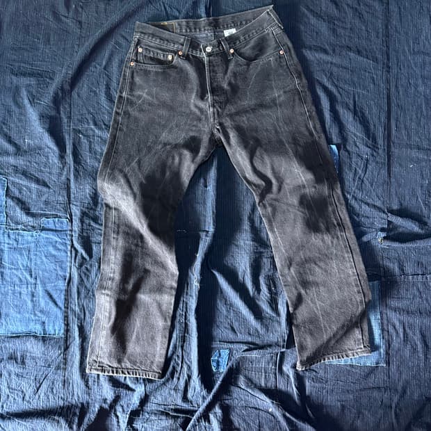 리바이스 501 블랙 데님 팬츠 33