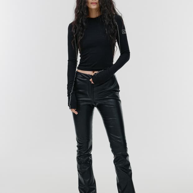 seo 에스이오 레더바지 왁스 코팅진 FAUX LEATHER PANTS 