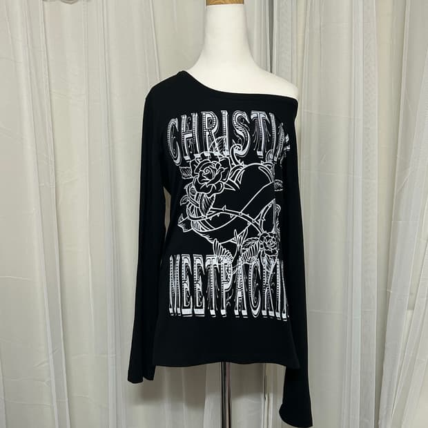 MKR 레이스 셔링 장미프린팅 롱슬리브 펑크