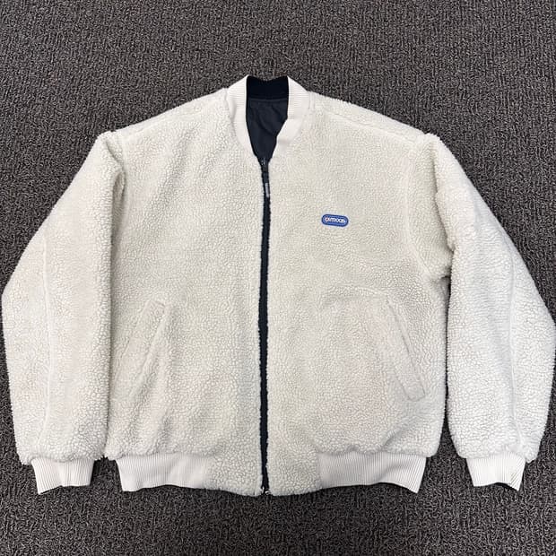 OUTDOOR 아웃도어 아이보리 뽀글이 털 후리스 양면 점퍼 M