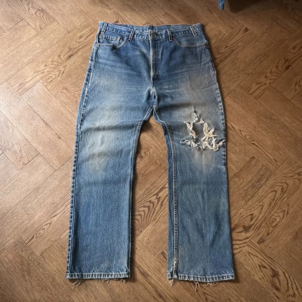 [40]00s 리바이스 517 Made in USA 디스트로이드 데님팬츠