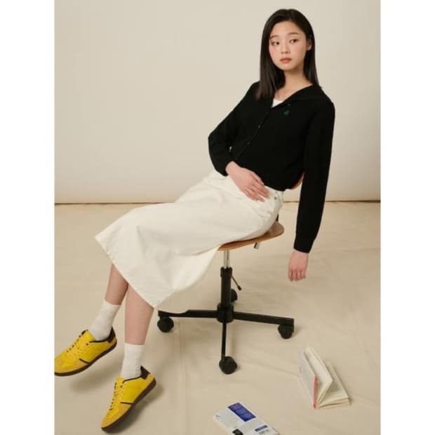 빈폴레이디스 25 화이트 롱 데님 스커트 (26)