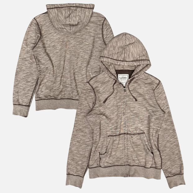 grunge melange aging hood zip-up