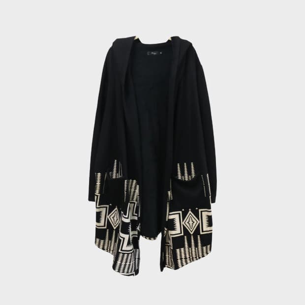 RINGS 에스닉 패턴 후드 롱 가디건 61795