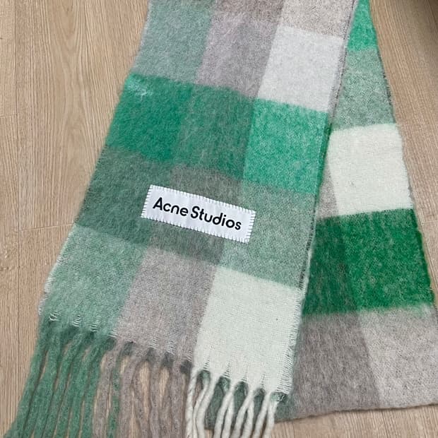 아크네 스튜디오 모헤어 체크 머플러 그린:) 알파카+모헤어+울머플러목도리