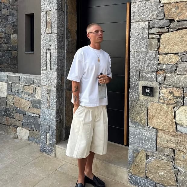 SWEATSCOLLECTIVE 에크루 워크웨어 쇼츠 M