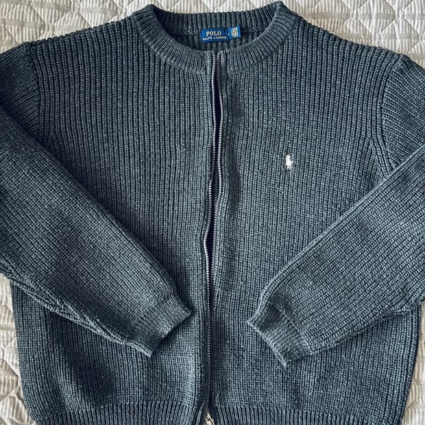 폴로 랄프 로렌 니트 집업 크롭 가디건 차콜 L사이즈