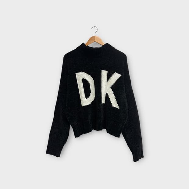 DKNY 부클 블랙 니트 M 