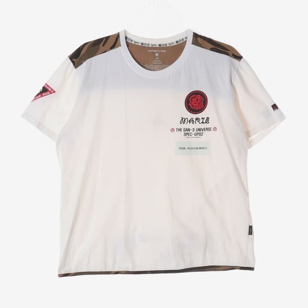 간쓰리 바이 마리 카모 숄더 그래픽 티셔츠 3XL