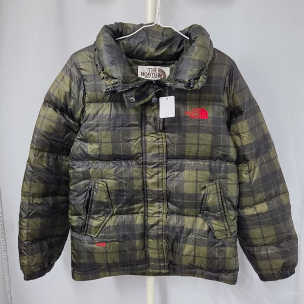 44 노스페이스 체크 패턴 오리털 숏패딩 700필