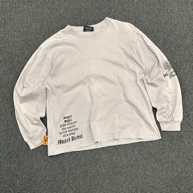 OS)Angel Devil vintage 드래곤 프린팅 베이지 롱슬리브