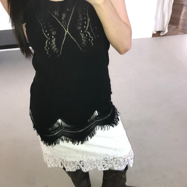 vintage black pattern sleeveless