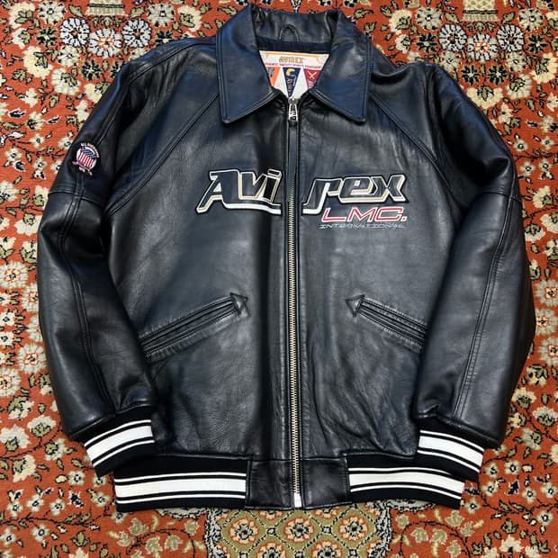 [XL] AVIREX x LMC 콜라보 레더 바시티 자켓
