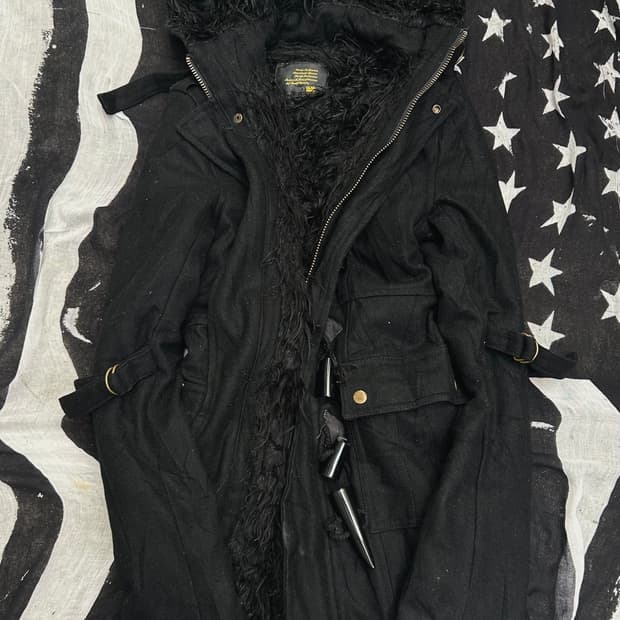 *rare* 2000s glad news v-kei 펑크 블랙 퍼 자켓