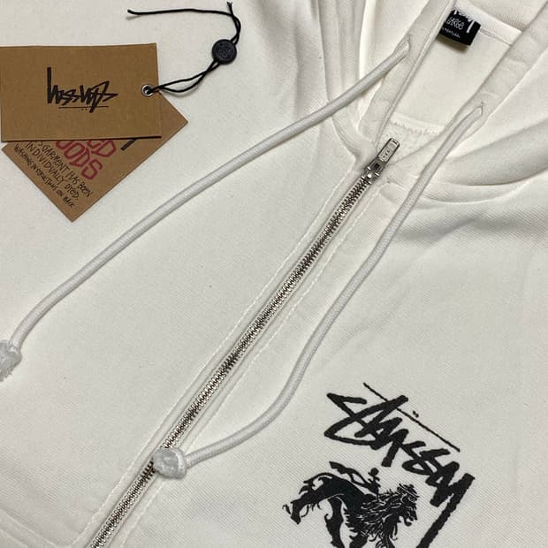 스투시 라스타 라이언 피그먼트 다이드 후드집업 XXL 내츄럴 화이트