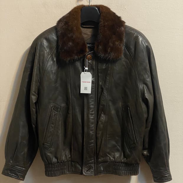 입생로랑 퍼 카라 레더 자켓