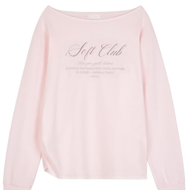 클리시어 소프트 클럽 원숄더 스웻셔츠 핑크