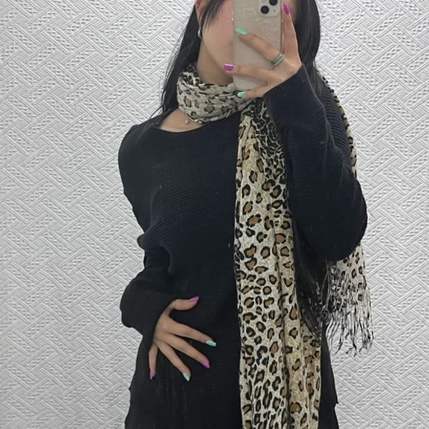 빈티지 레오파드 호피 키치 목도리 스카프 C06915