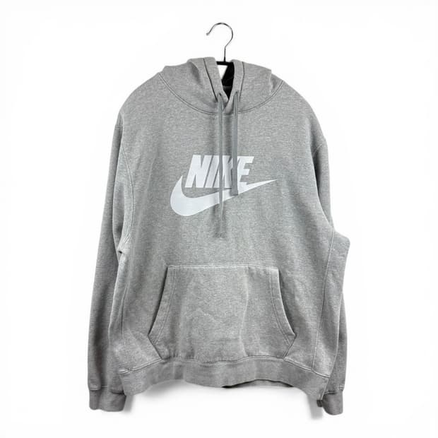 (L) 나이키 퓨추라 빅로고 기모 후드 티 라이트그레이