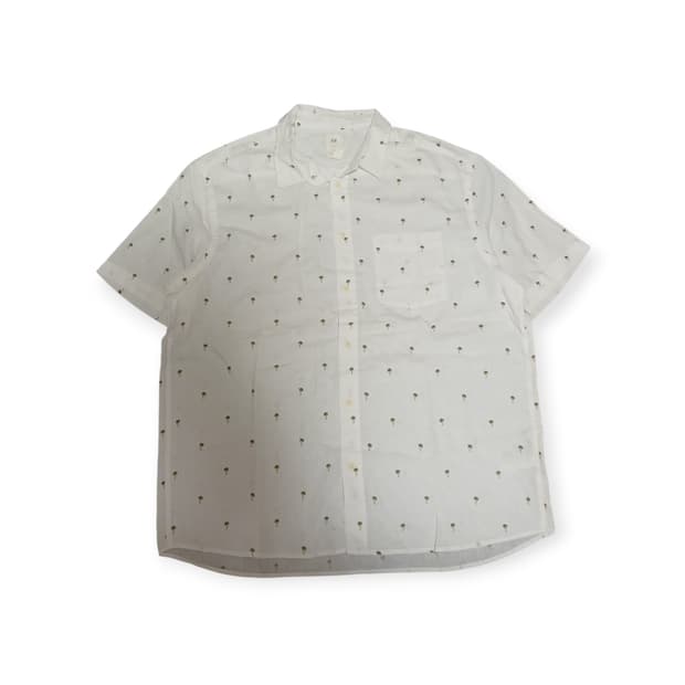 H&M 야자수 패턴 화이트 린넨 반팔셔츠
