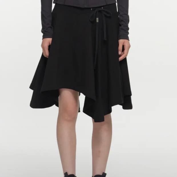 TRICKLE FLARE MIDI SKIRT BLACK 플레어 미디 스커