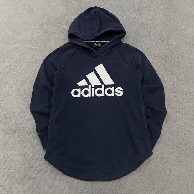 S 아디다스 빅로고 후드티 네이비