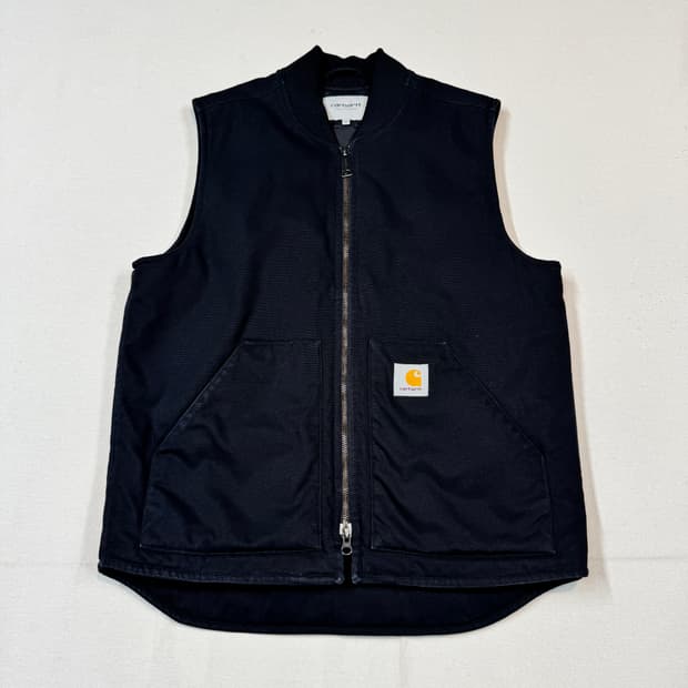 M) 칼하트 블랙 덕캔버스 워크 베스트 조끼 2way 지퍼