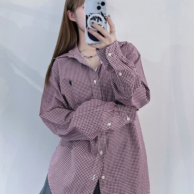 폴로랄프로렌 포니 레드 체크 셔츠
